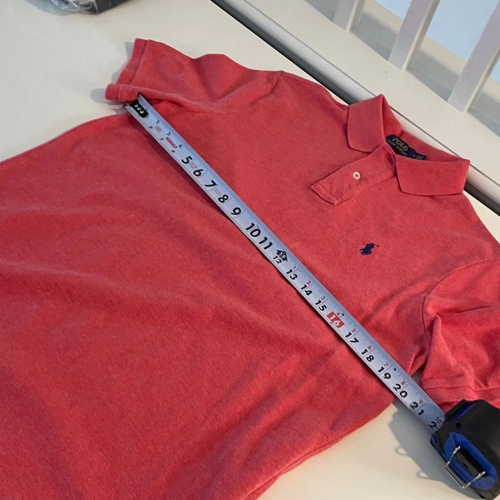 Polo Ralph Lauren Mesh Knit Short Sleeve Polo Top Red Coral with Blue Pony M